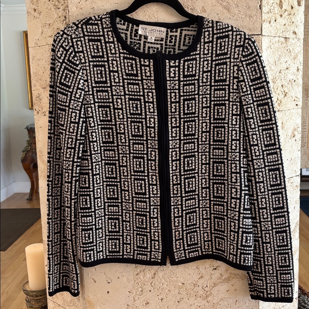 St. John Monochrome Patterned Jacket